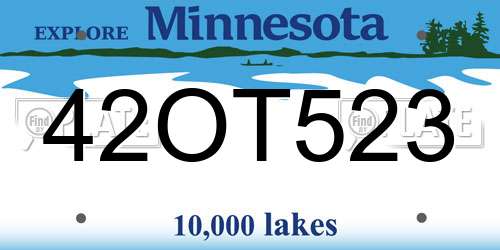 42OT523 Minnesota License Plate