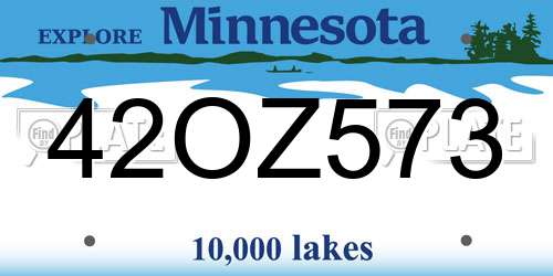 42OZ573 Minnesota License Plate