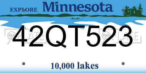 42QT523 Minnesota License Plate