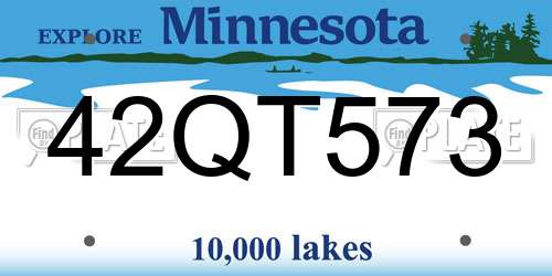 42QT573 Minnesota License Plate