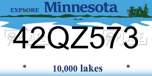 42QZ573 Minnesota License Plate