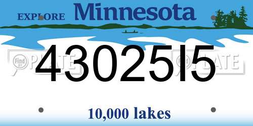 43025I5 Minnesota License Plate