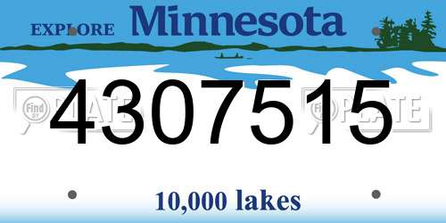 4307515 Minnesota License Plate
