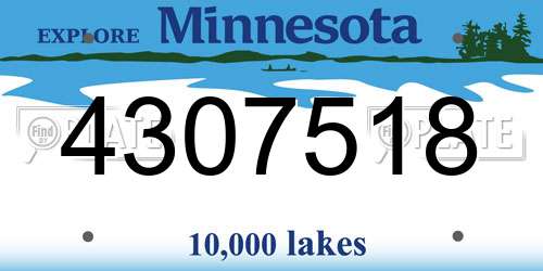4307518 Minnesota License Plate