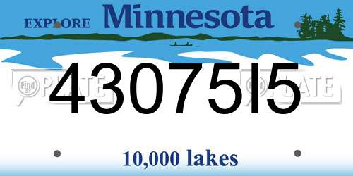 43075I5 Minnesota License Plate