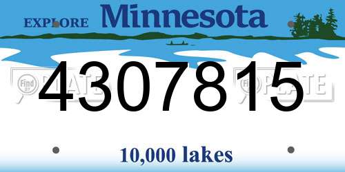 4307815 Minnesota License Plate