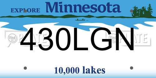 430LGN Minnesota License Plate