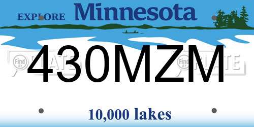 430MZM Minnesota License Plate