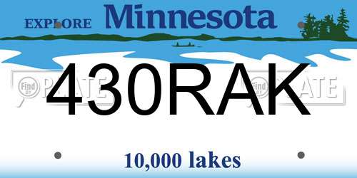 430RAK Minnesota License Plate