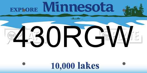 430RGW Minnesota License Plate