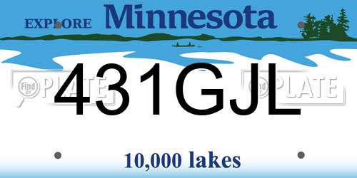 431GJL Minnesota License Plate