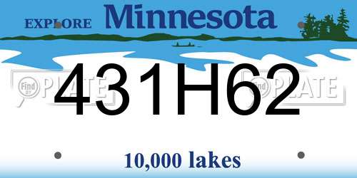 431H62 Minnesota License Plate