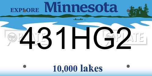 431HG2 Minnesota License Plate