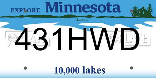 431HWD Minnesota License Plate
