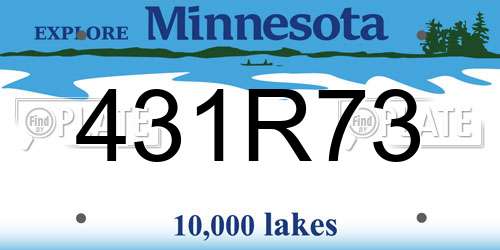 431R73 Minnesota License Plate