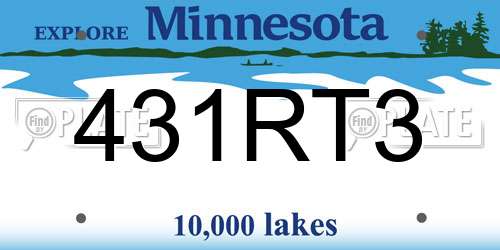 431RT3 Minnesota License Plate