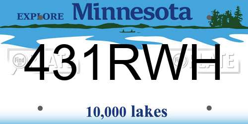 431RWH Minnesota License Plate