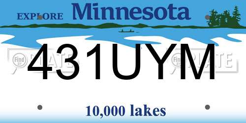 431UYM Minnesota License Plate