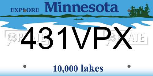 431VPX Minnesota License Plate