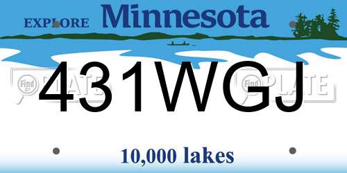 431WGJ Minnesota License Plate