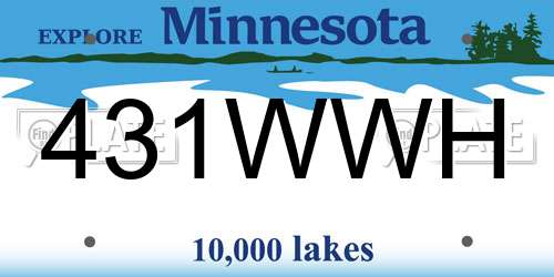 431WWH Minnesota License Plate