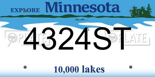 4324ST Minnesota License Plate
