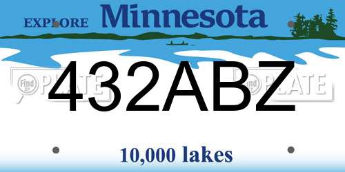 432ABZ Minnesota License Plate