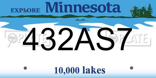 432AS7 Minnesota License Plate