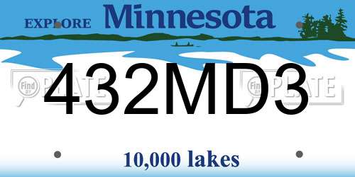 432MD3 Minnesota License Plate