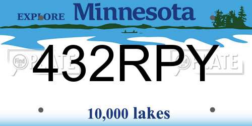 432RPY Minnesota License Plate