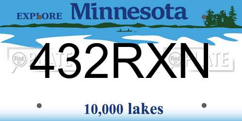 432RXN Minnesota License Plate