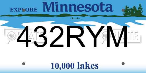 432RYM Minnesota License Plate