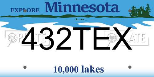 432TEX Minnesota License Plate