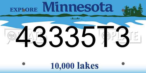 43335T3 Minnesota License Plate