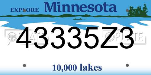43335Z3 Minnesota License Plate