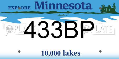 433BP Minnesota License Plate