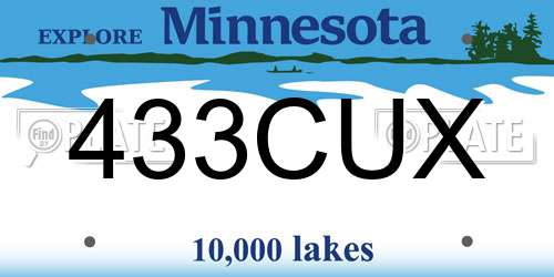433CUX Minnesota License Plate