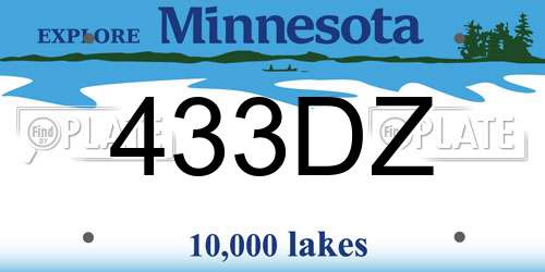 433DZ Minnesota License Plate