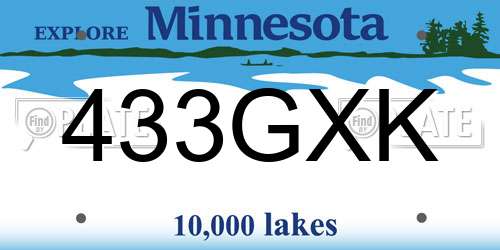 433GXK Minnesota License Plate