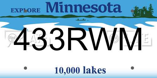 433RWM Minnesota License Plate