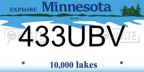 433UBV Minnesota License Plate