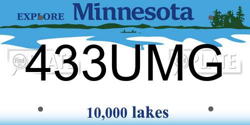 433UMG Minnesota License Plate