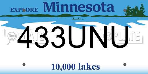 433UNU Minnesota License Plate