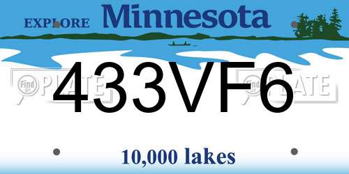 433VF6 Minnesota License Plate