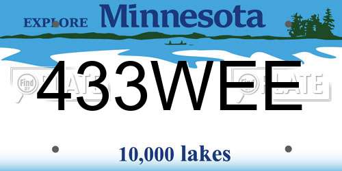 433WEE Minnesota License Plate