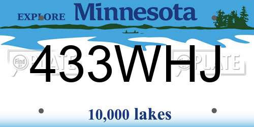 433WHJ Minnesota License Plate