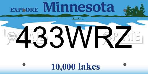 433WRZ Minnesota License Plate