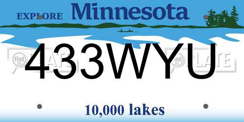 433WYU Minnesota License Plate