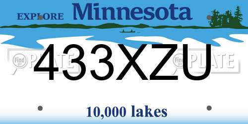 433XZU Minnesota License Plate