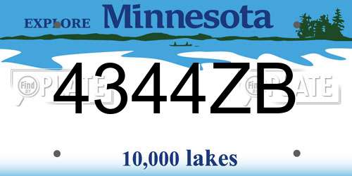 4344ZB Minnesota License Plate